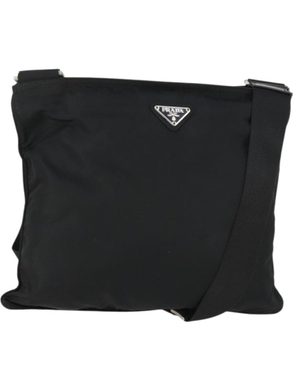 PRADA Shoulder Bag Nylon Black Silver
